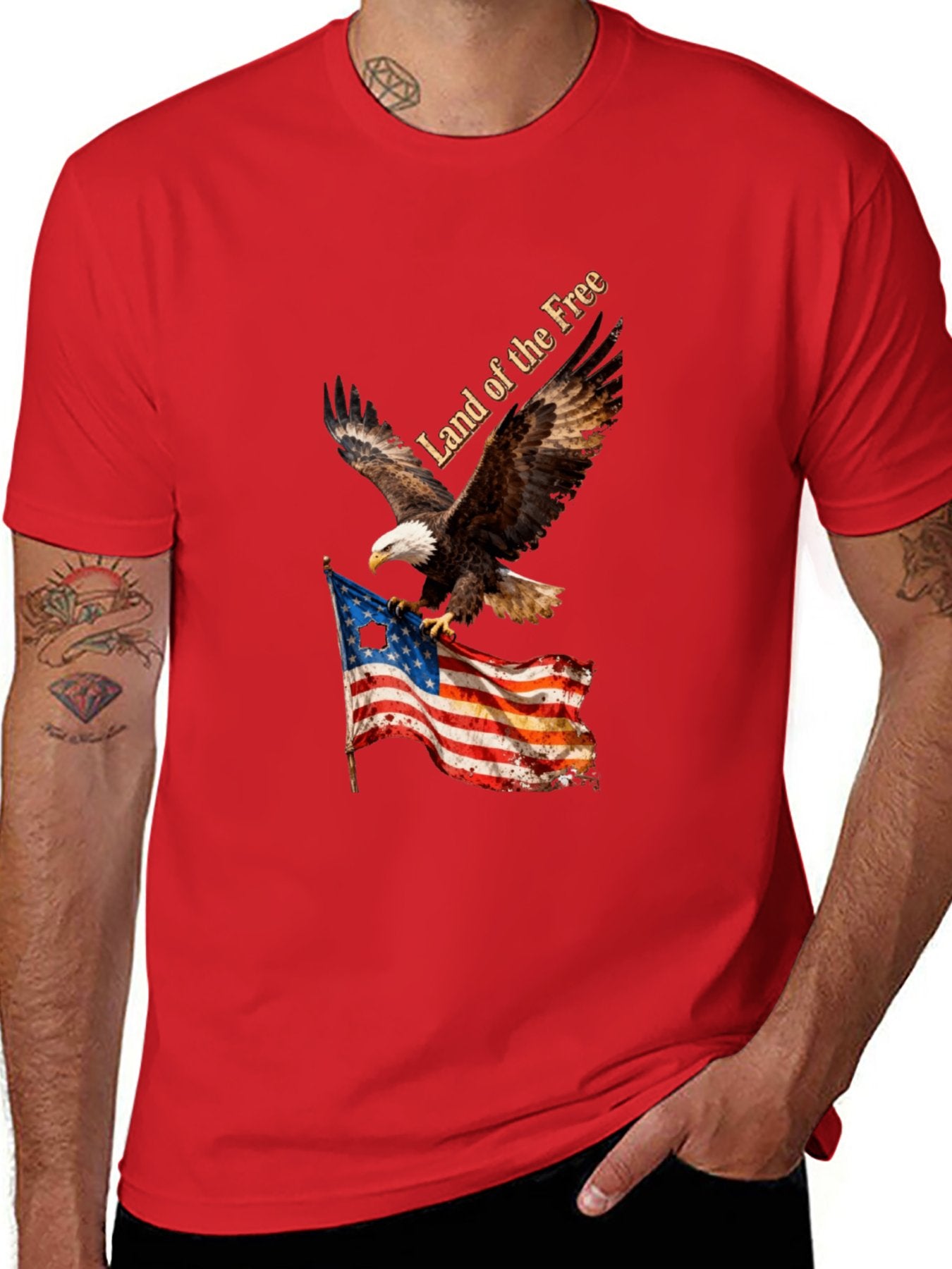 T-shirt Eagle grabs the flag American style T-shirt