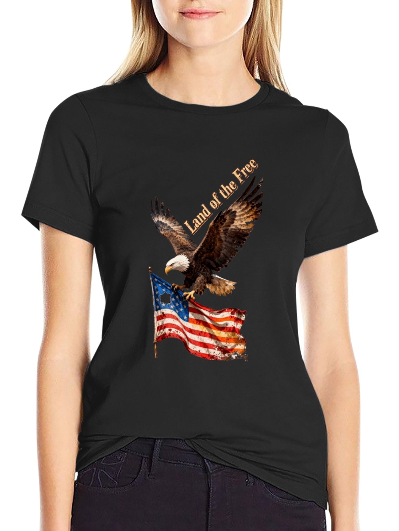 T-shirt Eagle grabs the flag American style T-shirt