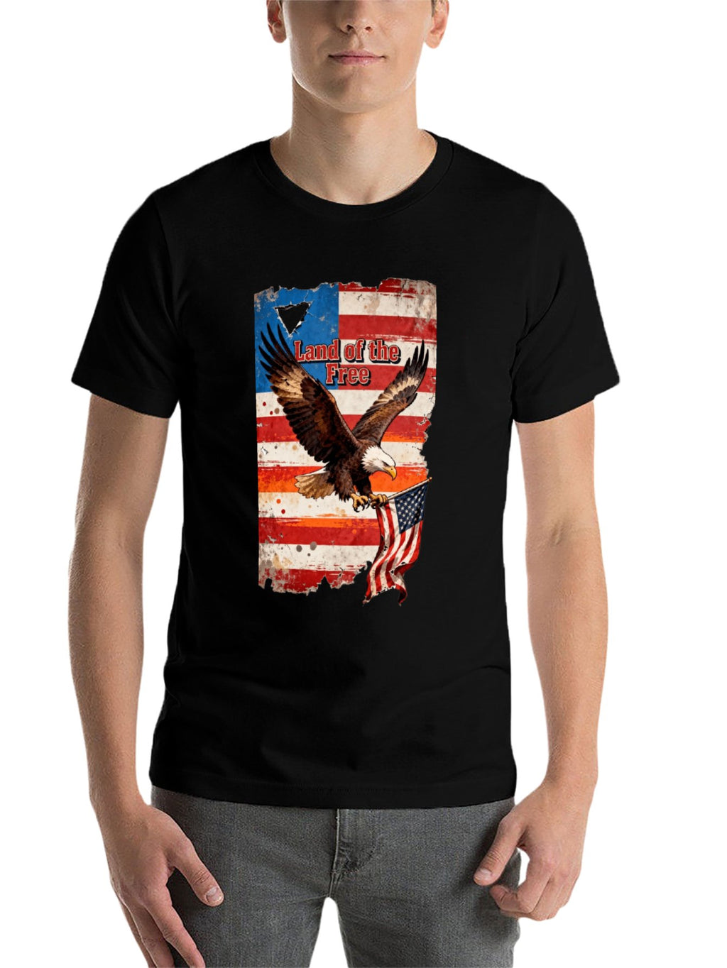 T-shirt Eagle grabs the flag American style T-shirt
