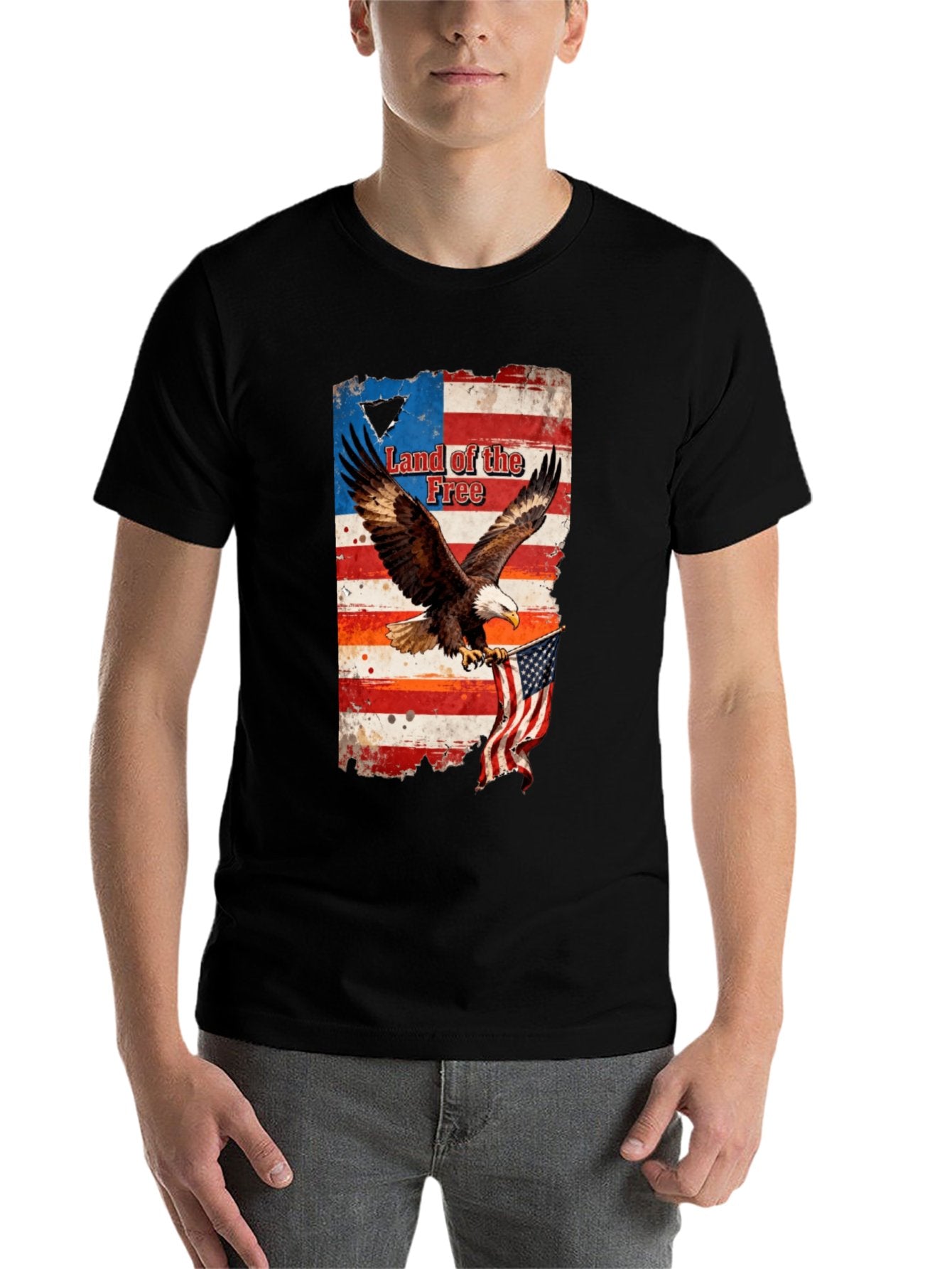 T-shirt Eagle grabs the flag American style T-shirt