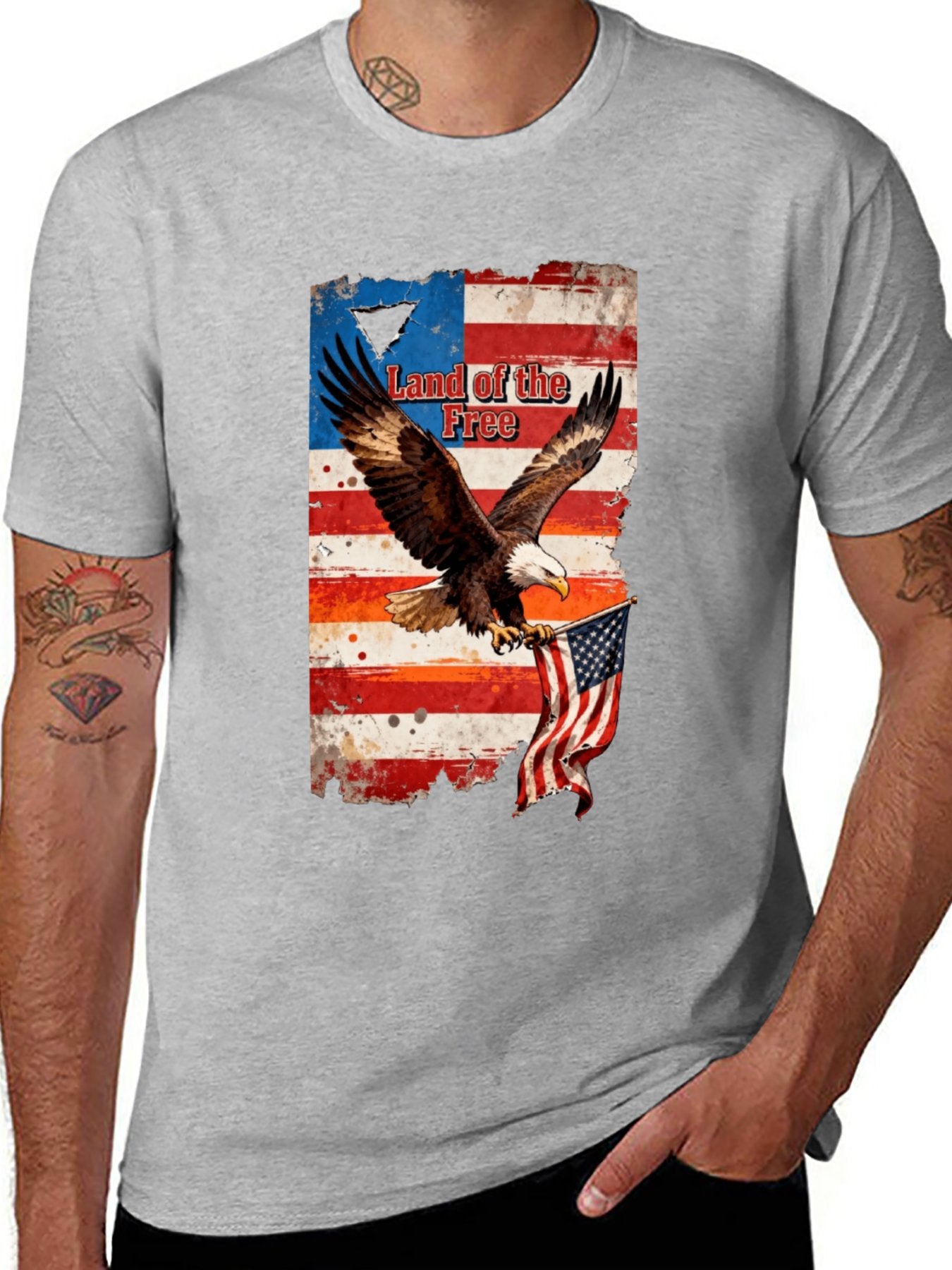 T-shirt Eagle grabs the flag American style T-shirt