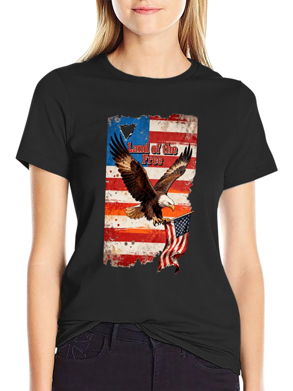 T-shirt Eagle grabs the flag American style T-shirt