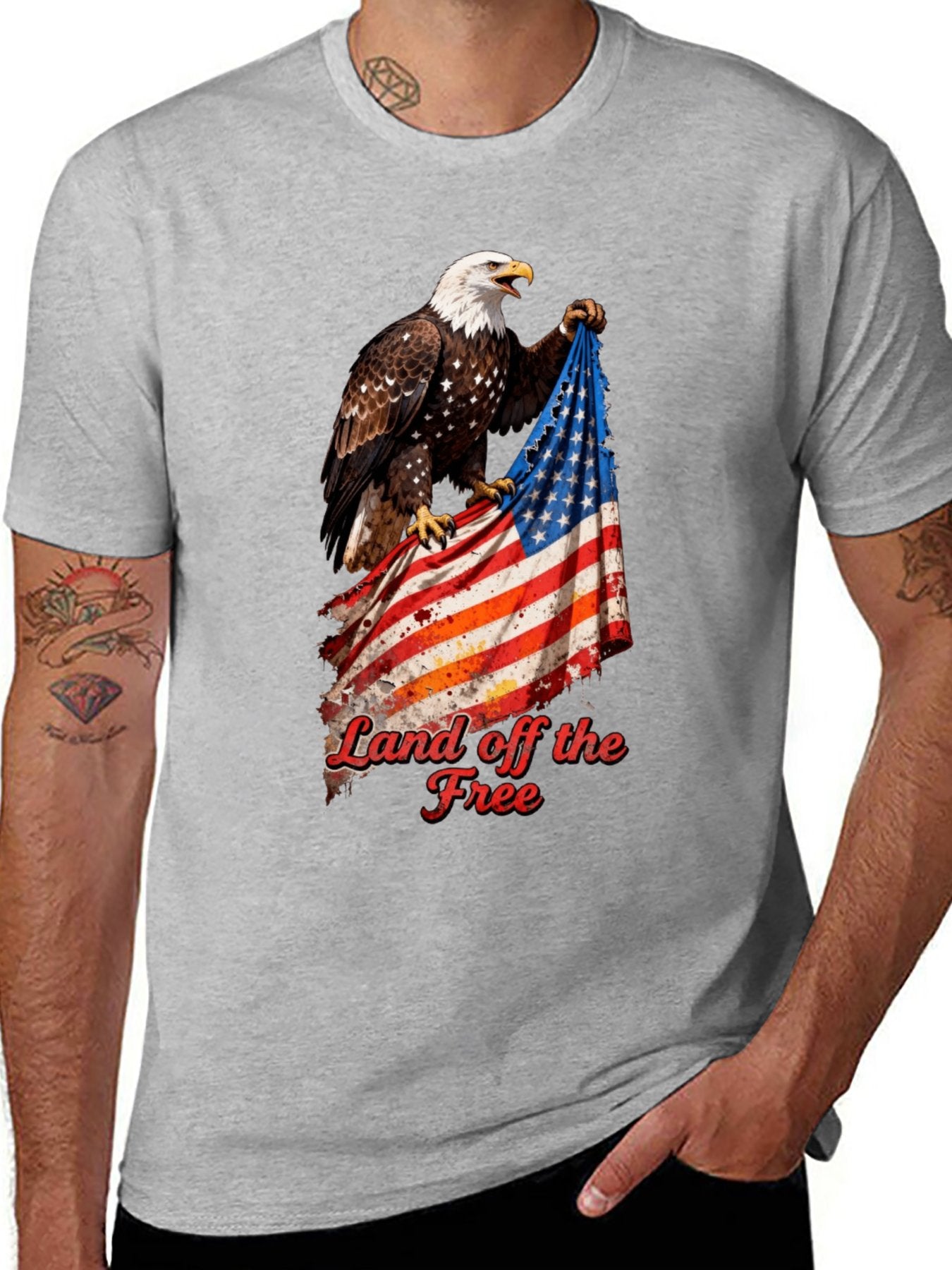 T-shirt Eagle grabbing flag T-shirt design