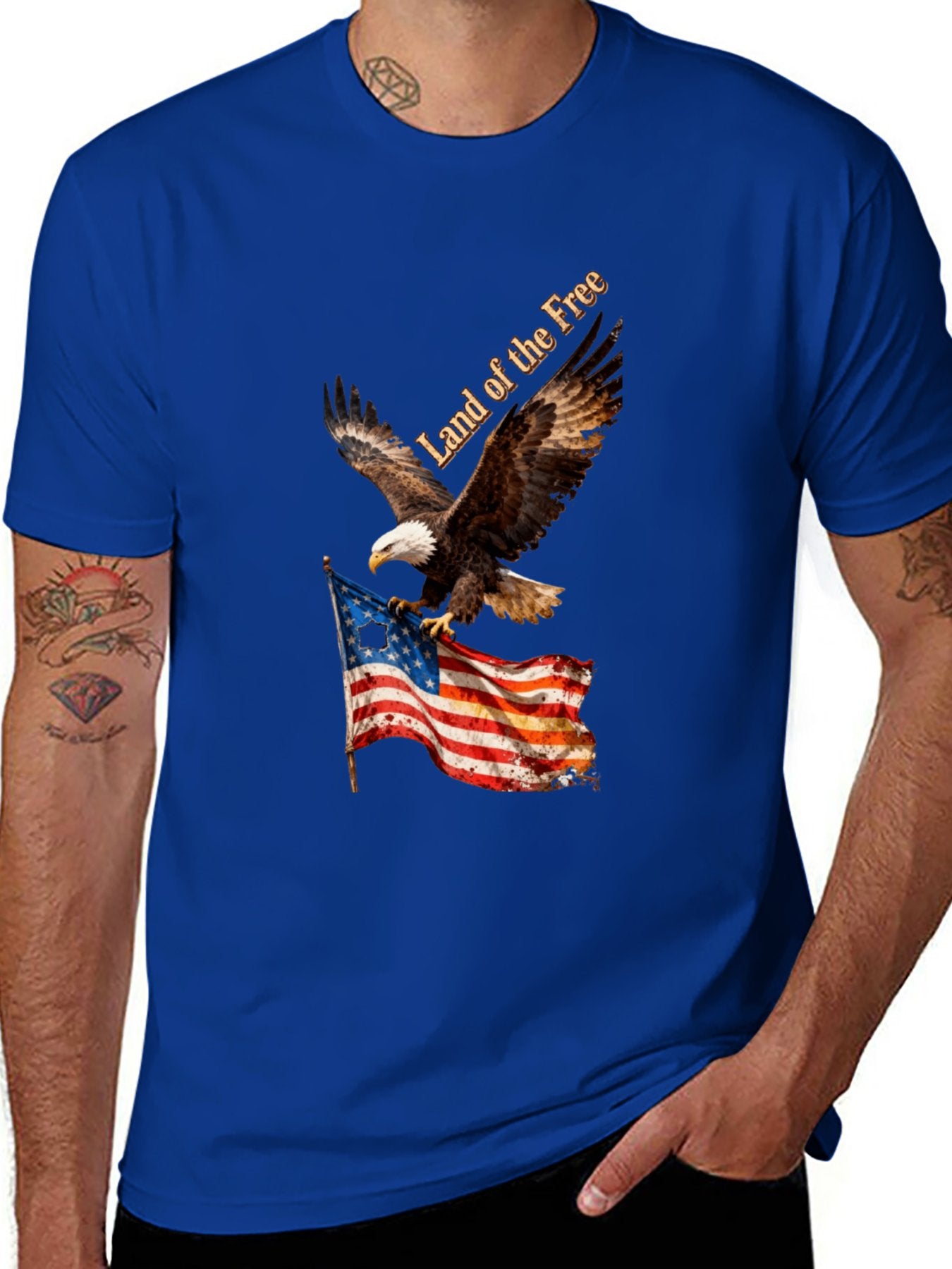 T-shirt Eagle grabs the flag American style T-shirt