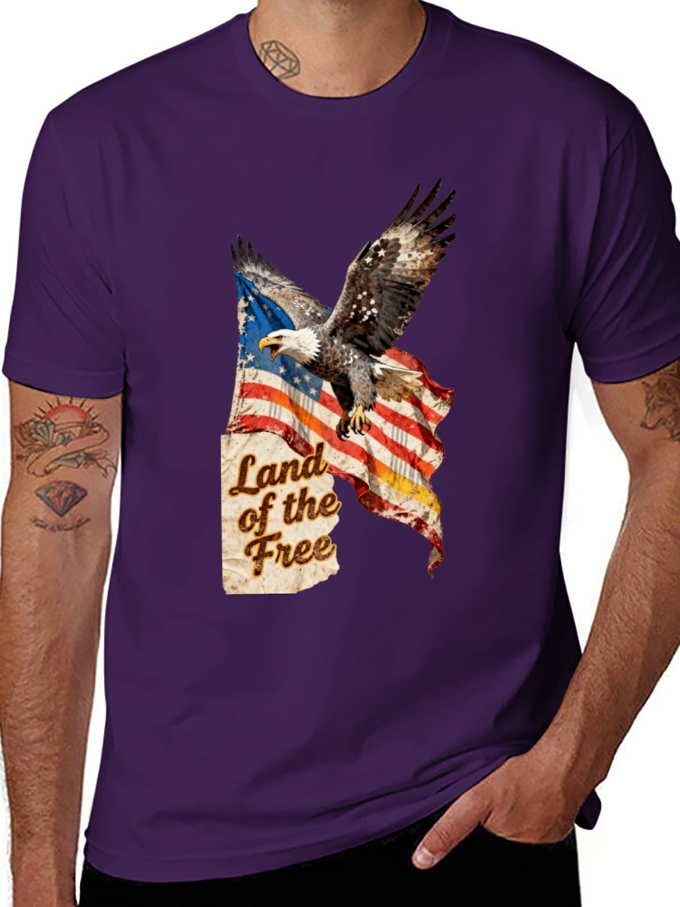 T-shirt Vintage Eagle Flag T-shirt Design