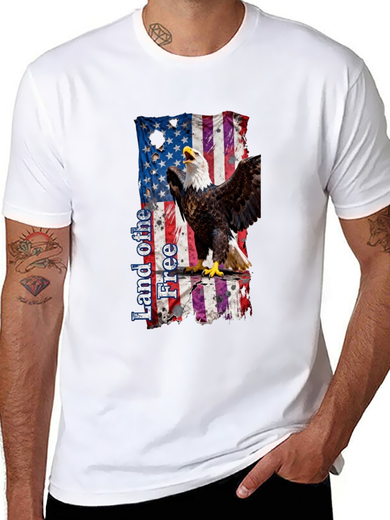 T-shirt Eagle Crying Broken Flag T-shirt Design