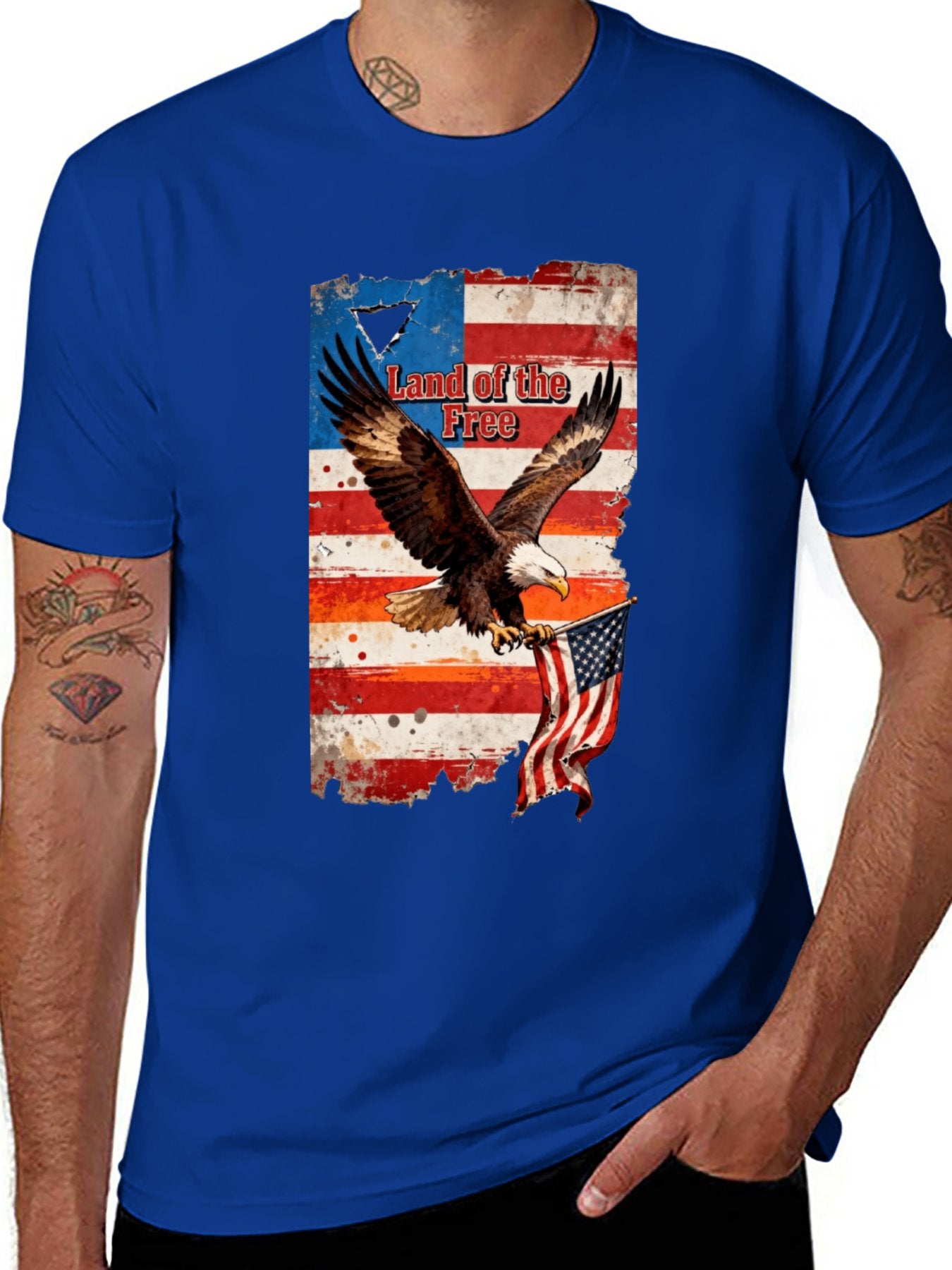 T-shirt Eagle grabs the flag American style T-shirt