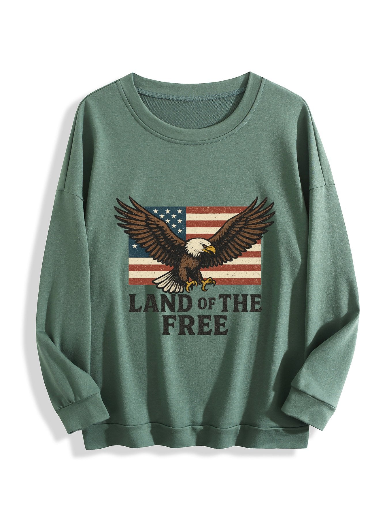 Round Neck Sweatshirt Land of The Free Design