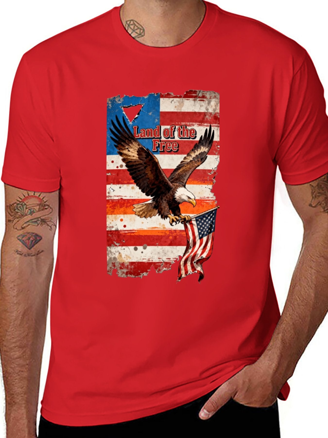T-shirt Eagle grabs the flag American style T-shirt