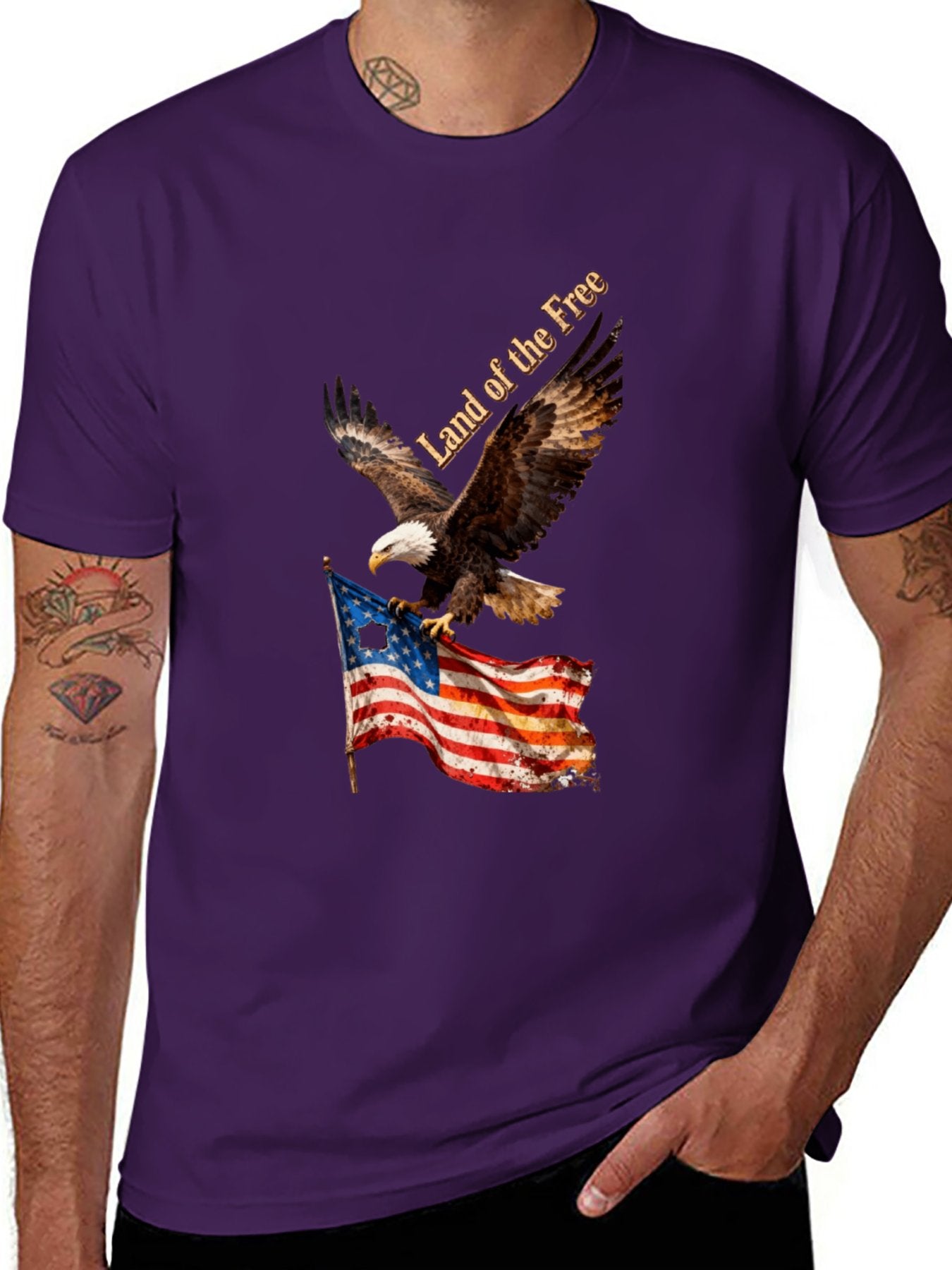 T-shirt Eagle grabs the flag American style T-shirt