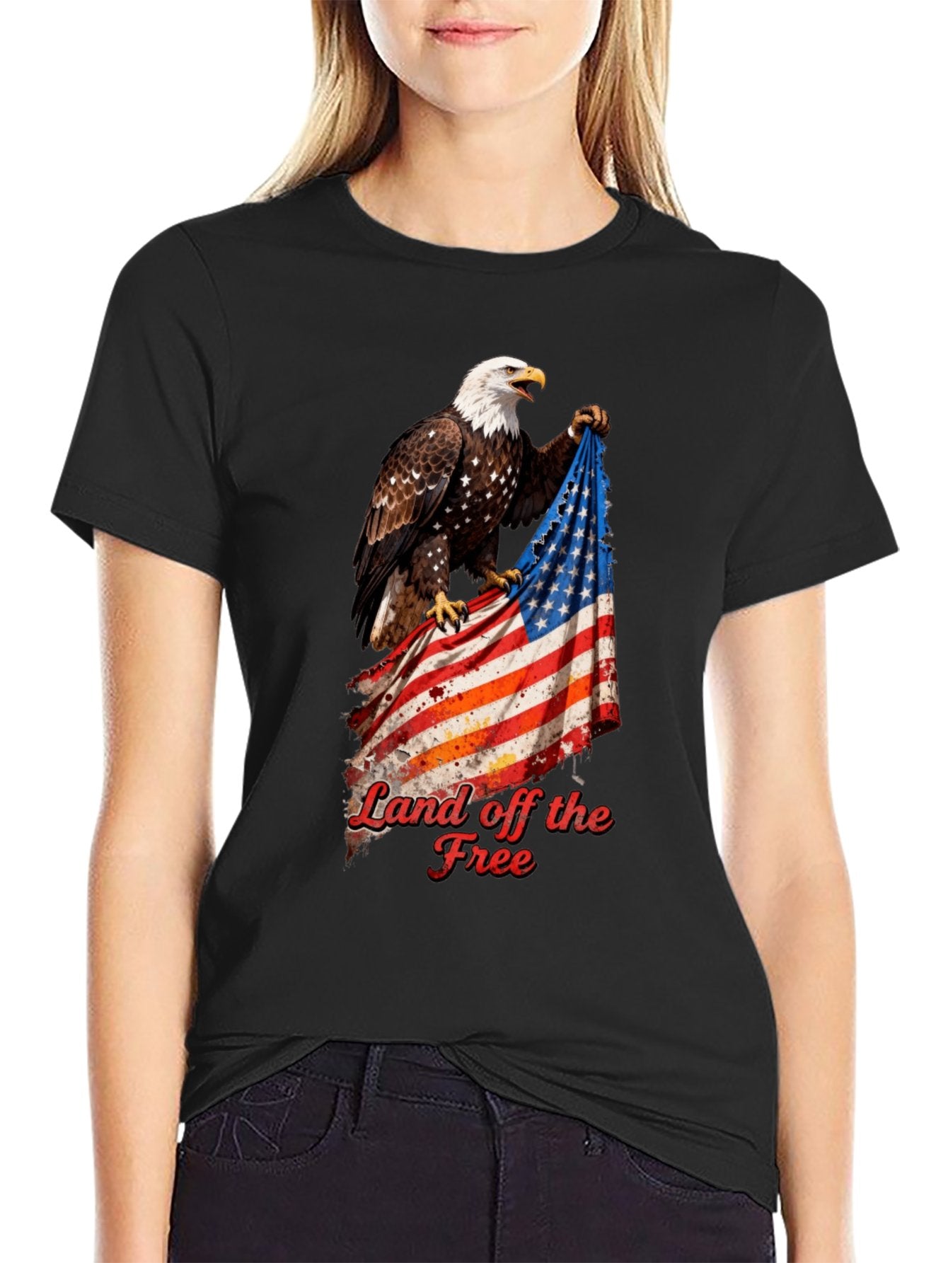 T-shirt Eagle grabbing flag T-shirt design