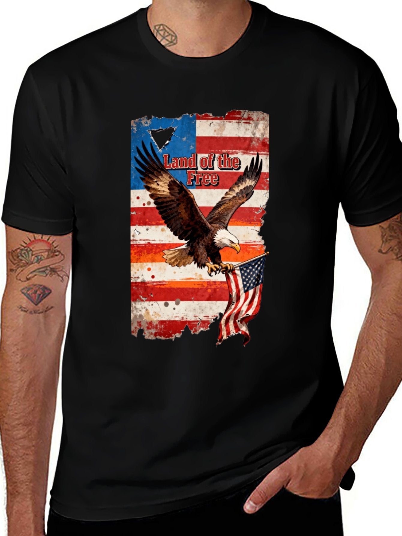 T-shirt Eagle grabs the flag American style T-shirt