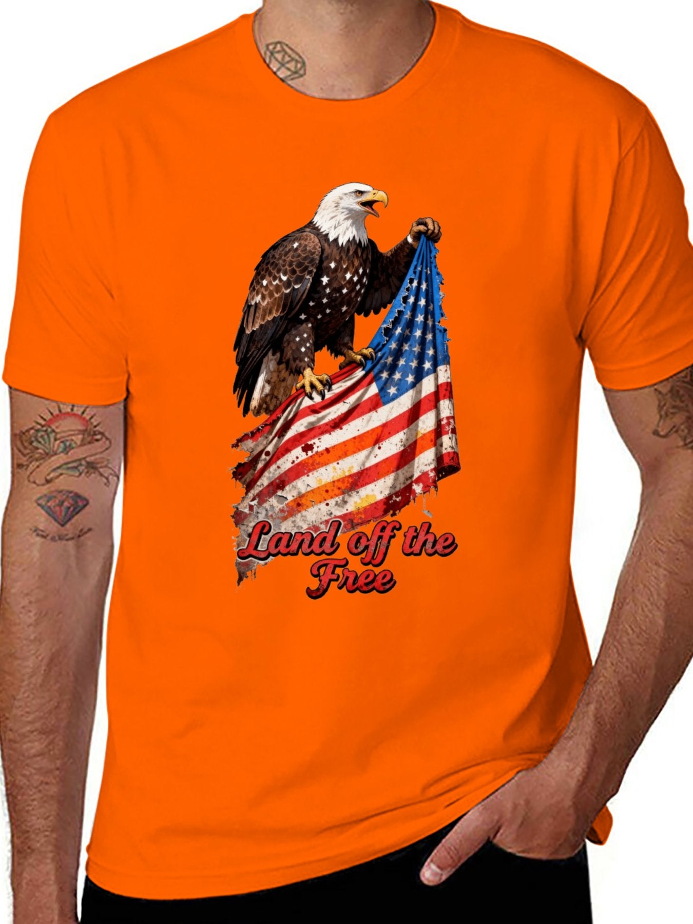 T-shirt Eagle grabbing flag T-shirt design