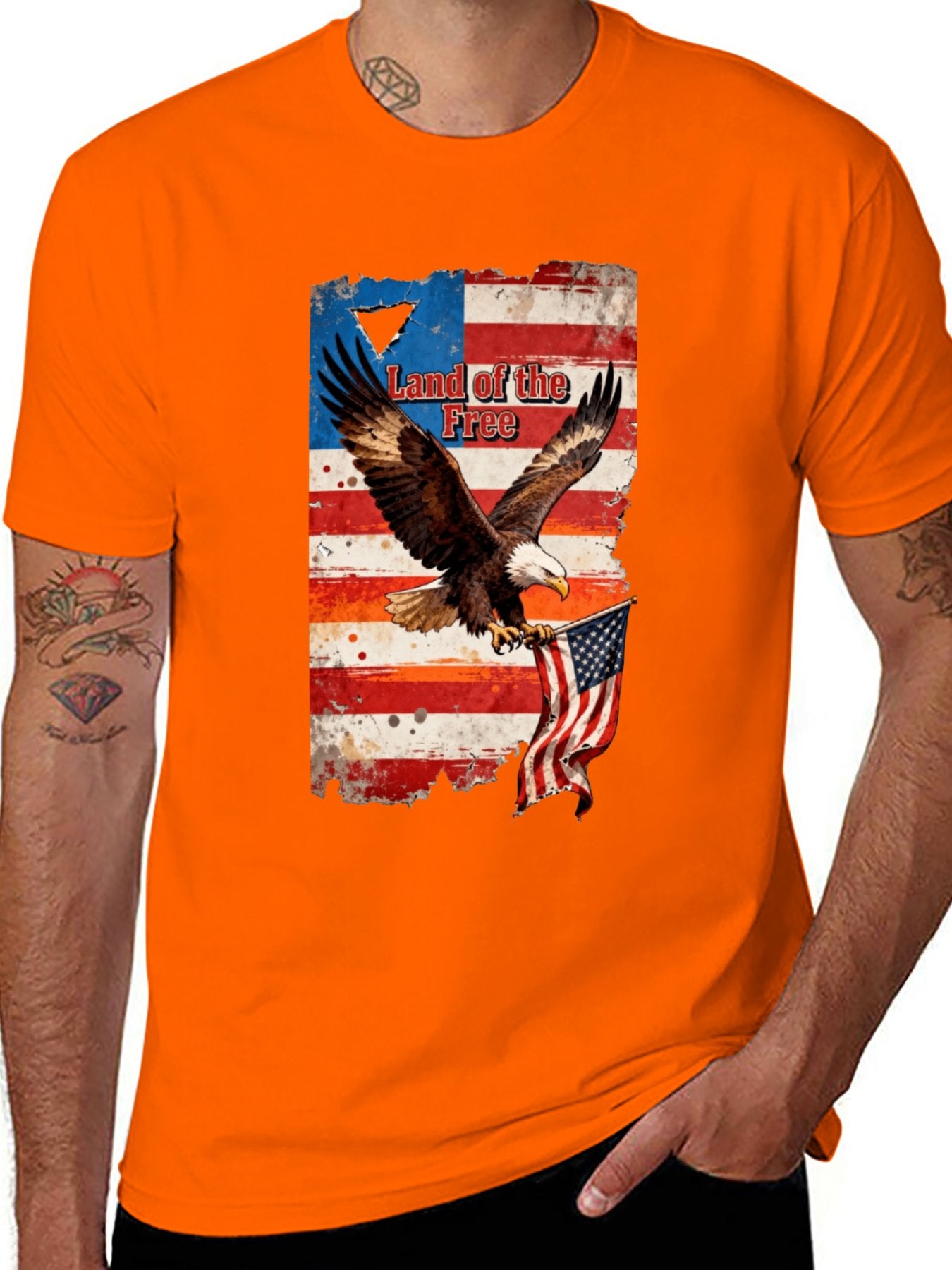 T-shirt Eagle grabs the flag American style T-shirt