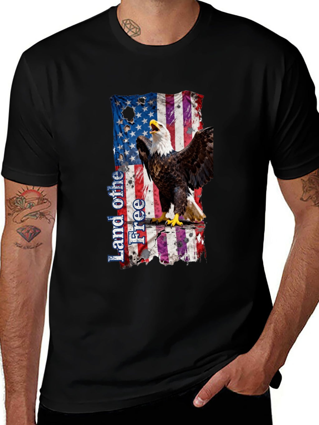 T-shirt Eagle Crying Broken Flag T-shirt Design