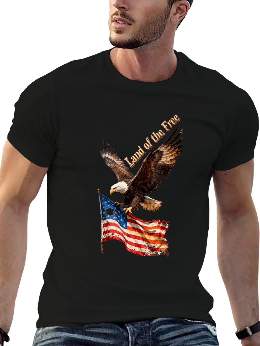 T-shirt Eagle grabs the flag American style T-shirt
