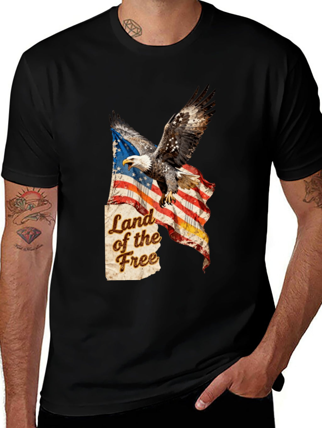 T-shirt Vintage Eagle Flag T-shirt Design