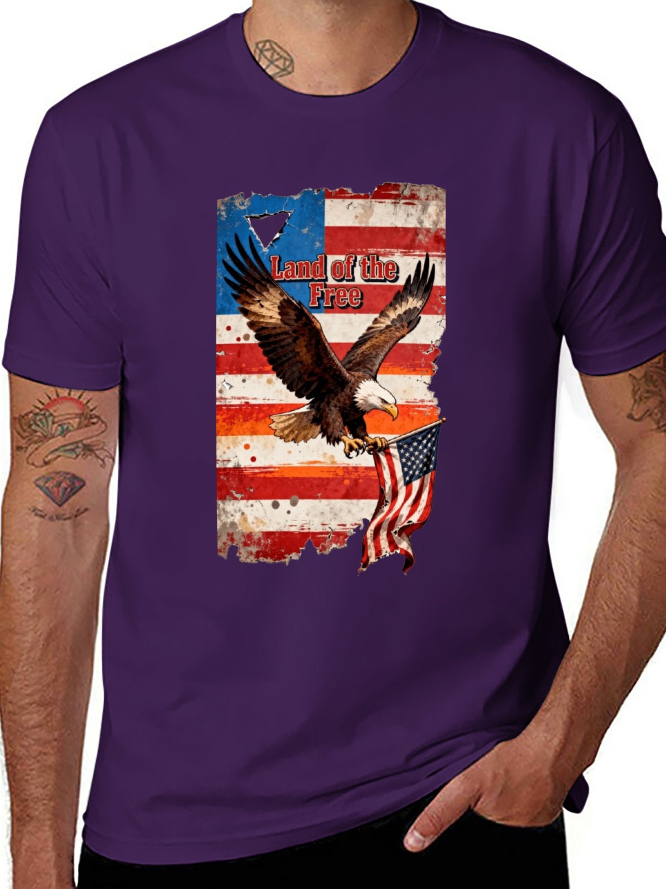 T-shirt Eagle grabs the flag American style T-shirt