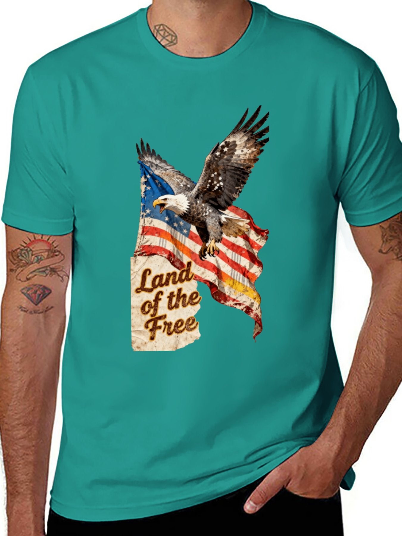 T-shirt Vintage Eagle Flag T-shirt Design