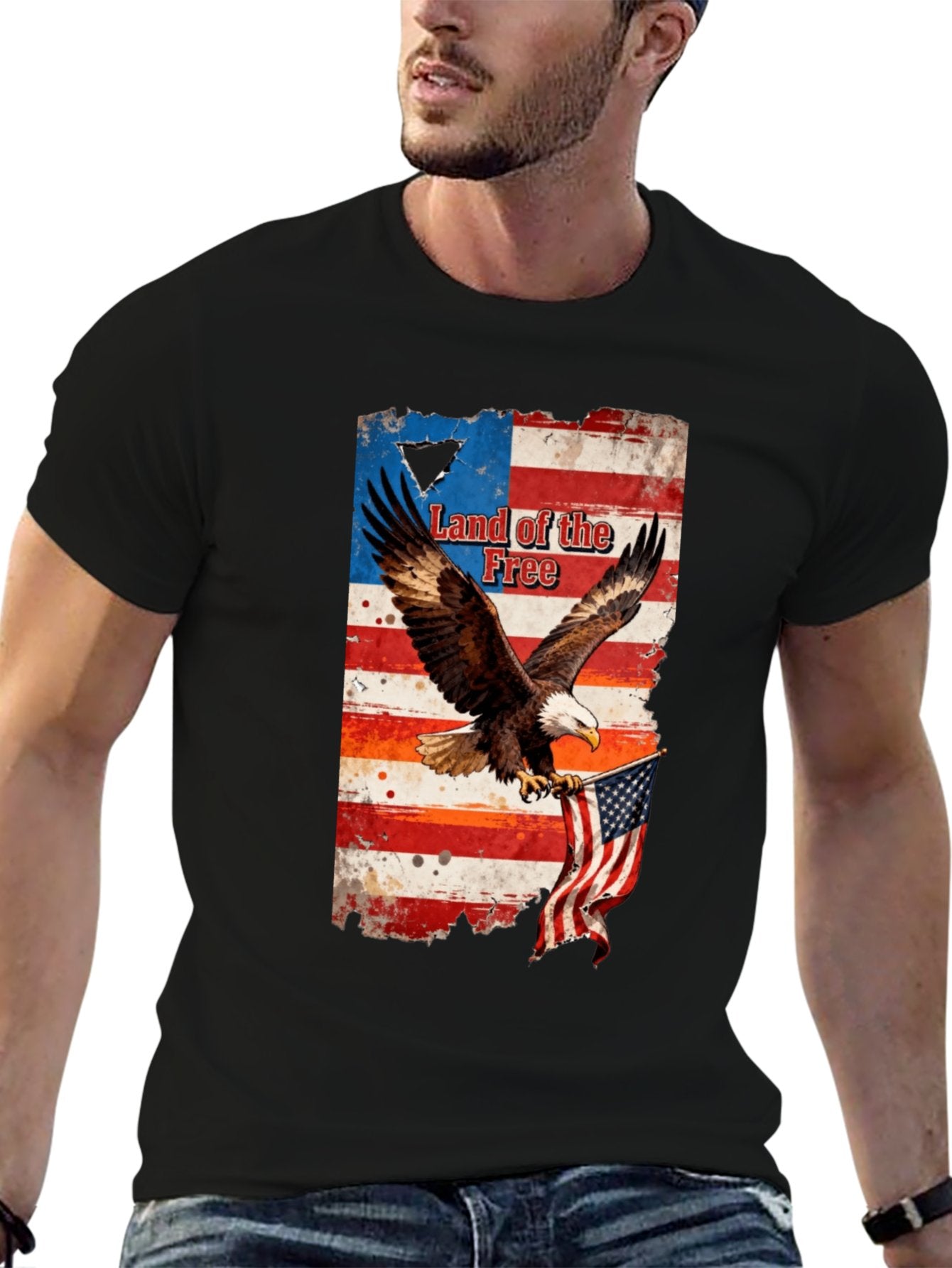 T-shirt Eagle grabs the flag American style T-shirt