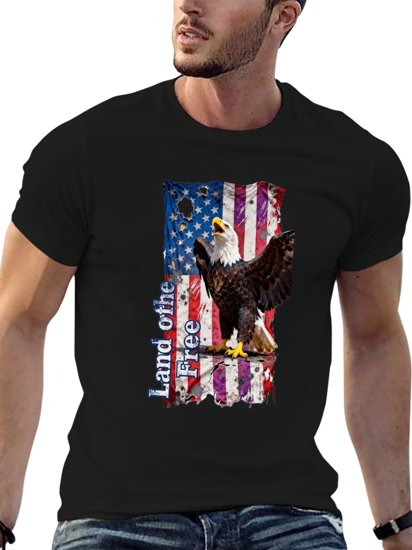 T-shirt Eagle Crying Broken Flag T-shirt Design