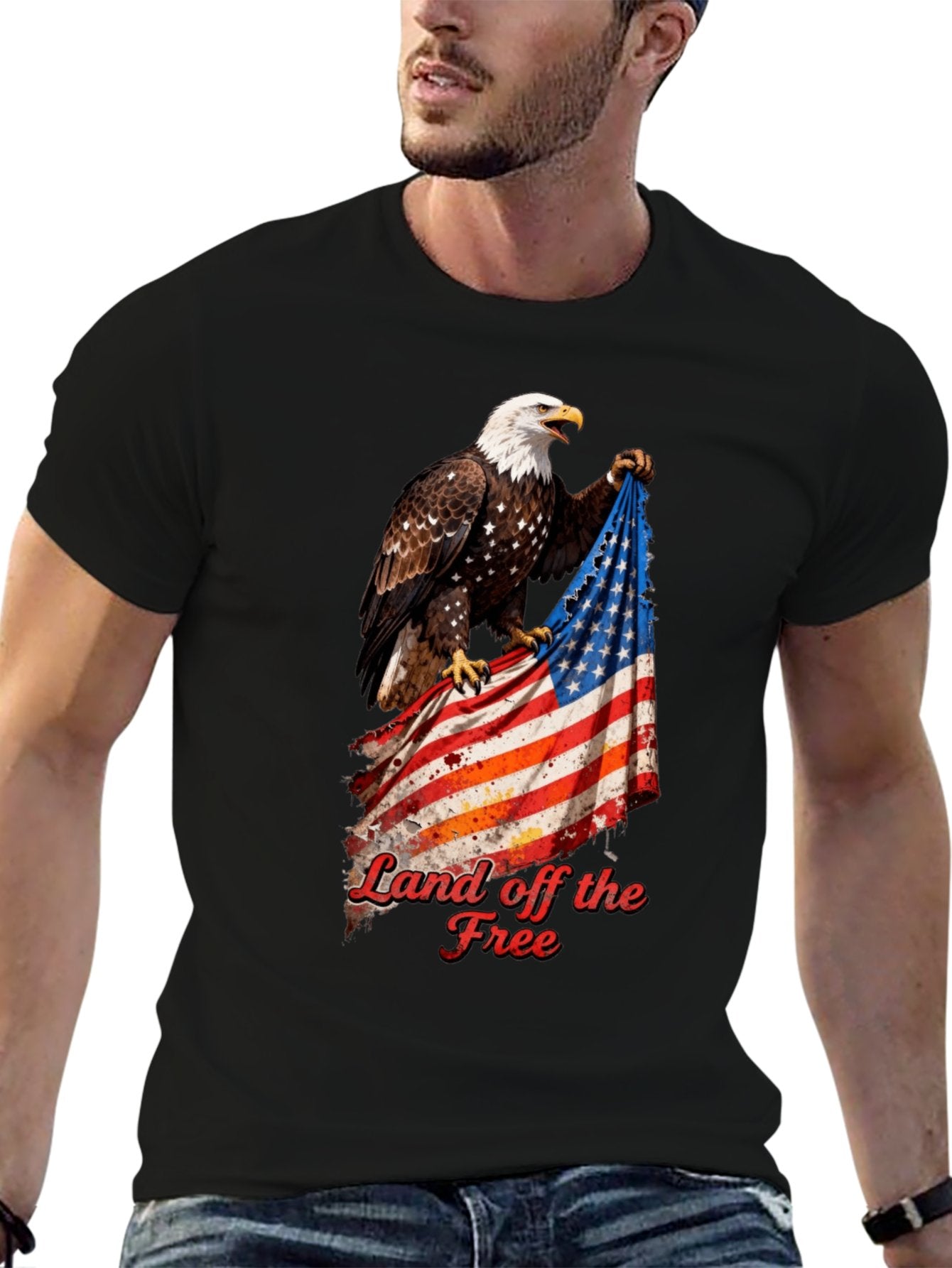 T-shirt Eagle grabbing flag T-shirt design
