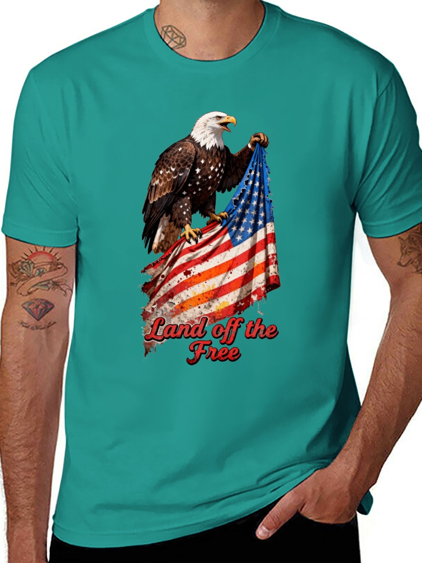 T-shirt Eagle grabbing flag T-shirt design