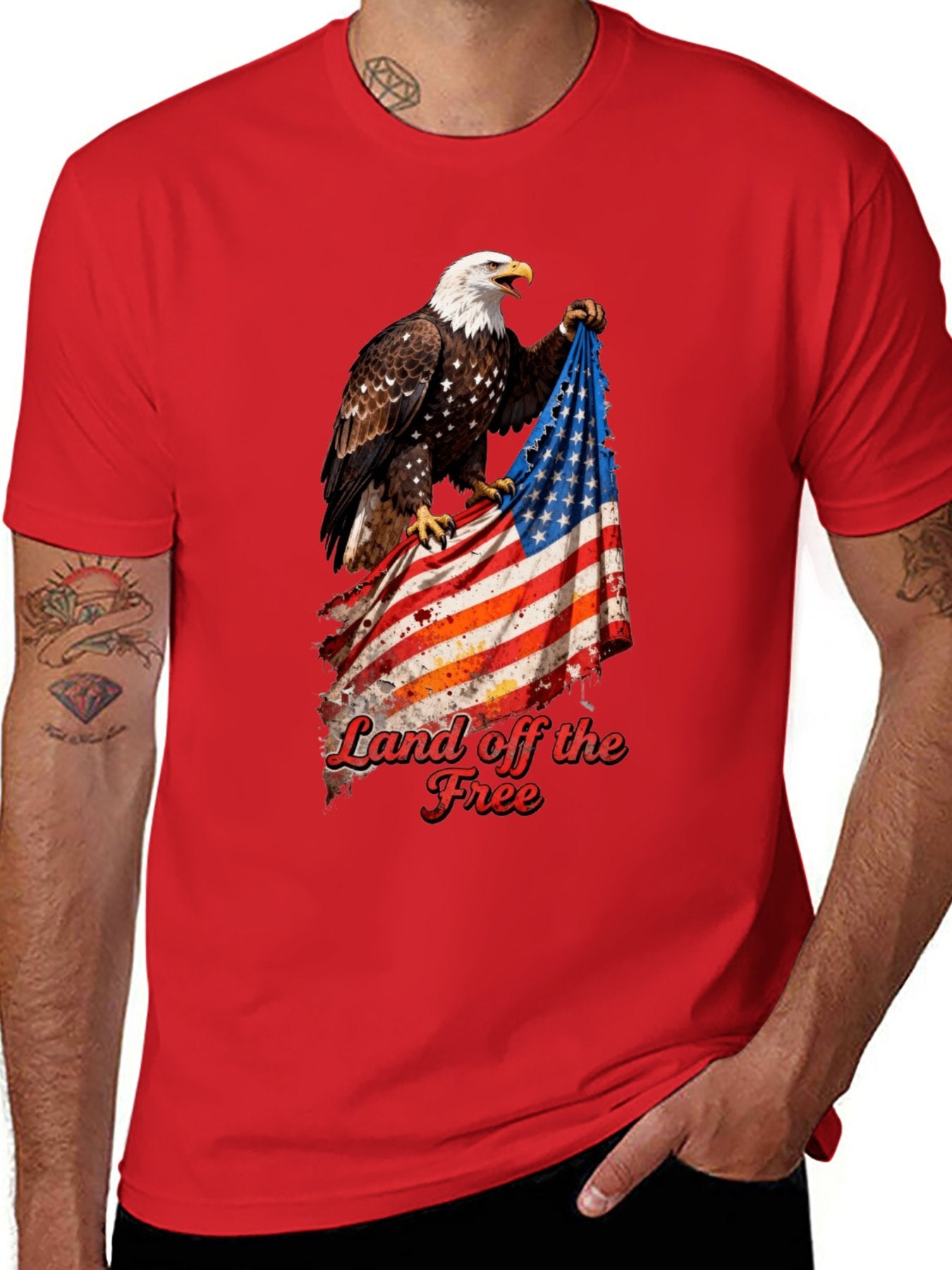 T-shirt Eagle grabbing flag T-shirt design