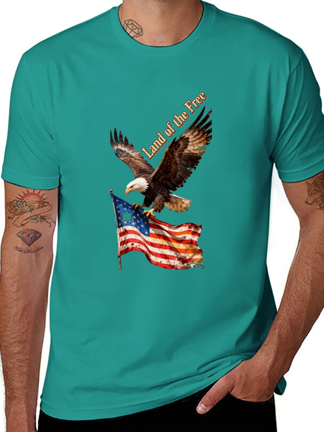 T-shirt Eagle grabs the flag American style T-shirt