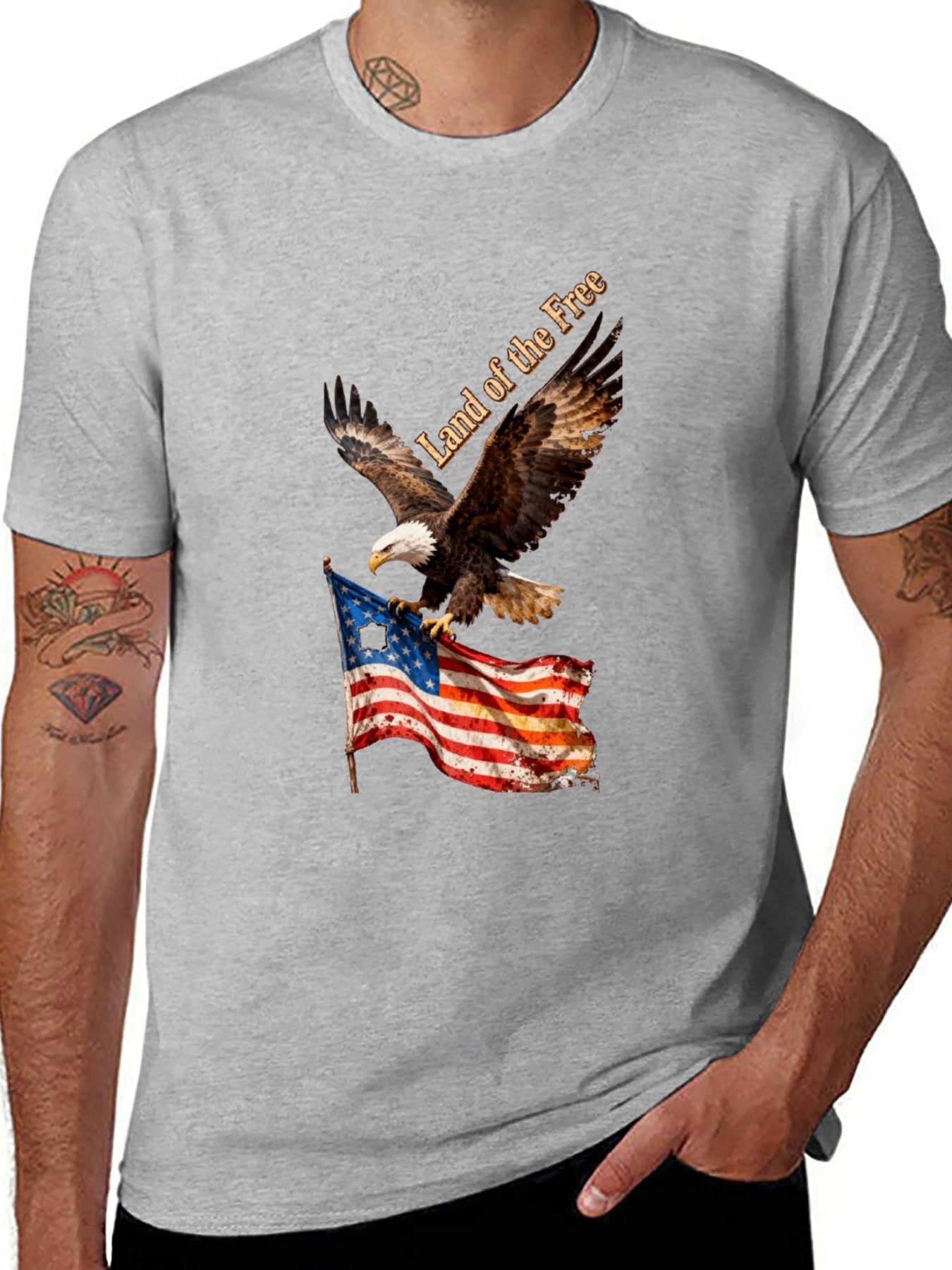T-shirt Eagle grabs the flag American style T-shirt