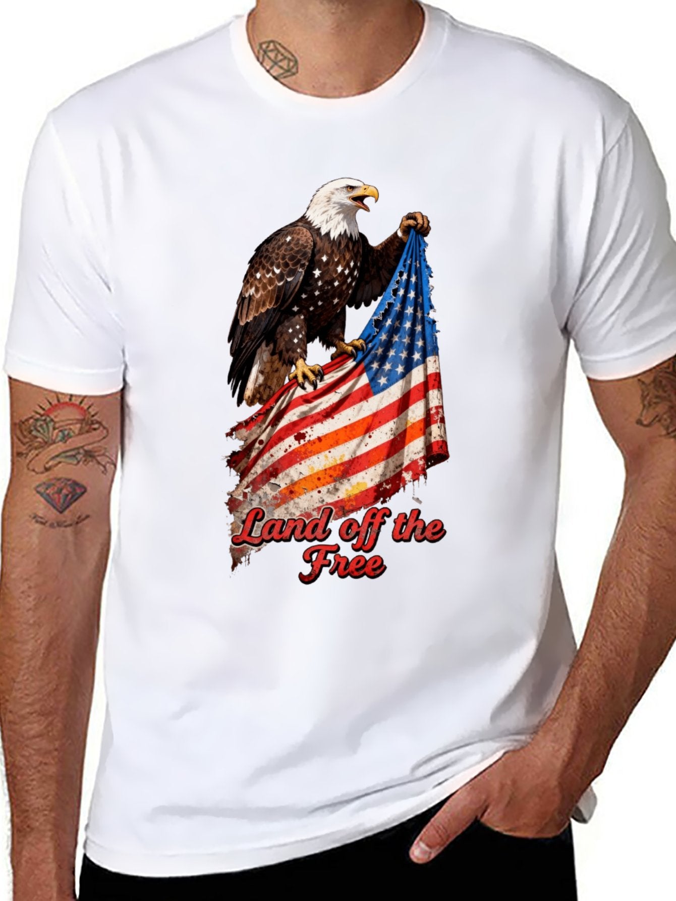 T-shirt Eagle grabbing flag T-shirt design