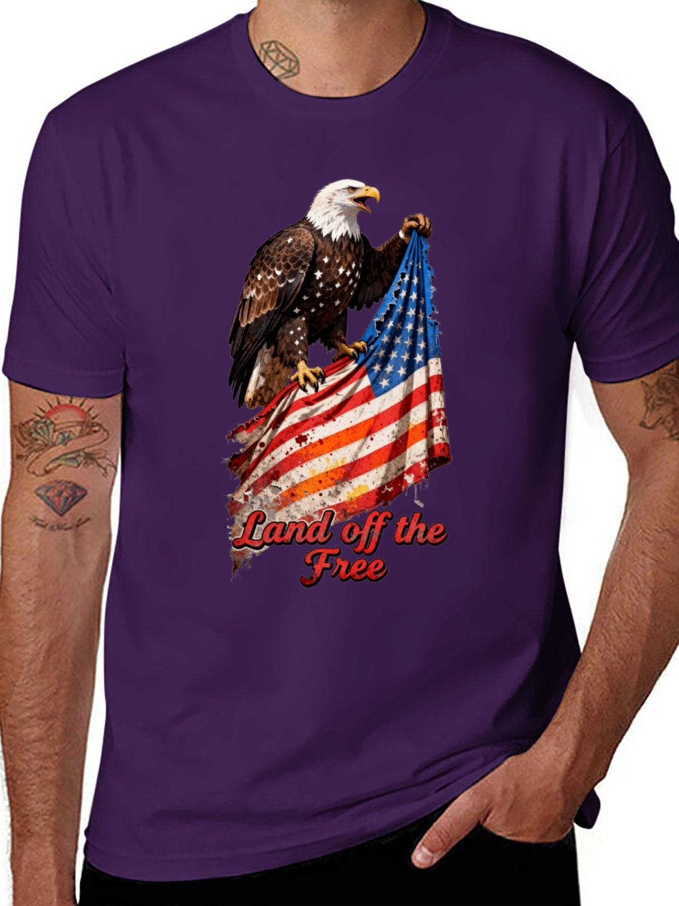 T-shirt Eagle grabbing flag T-shirt design