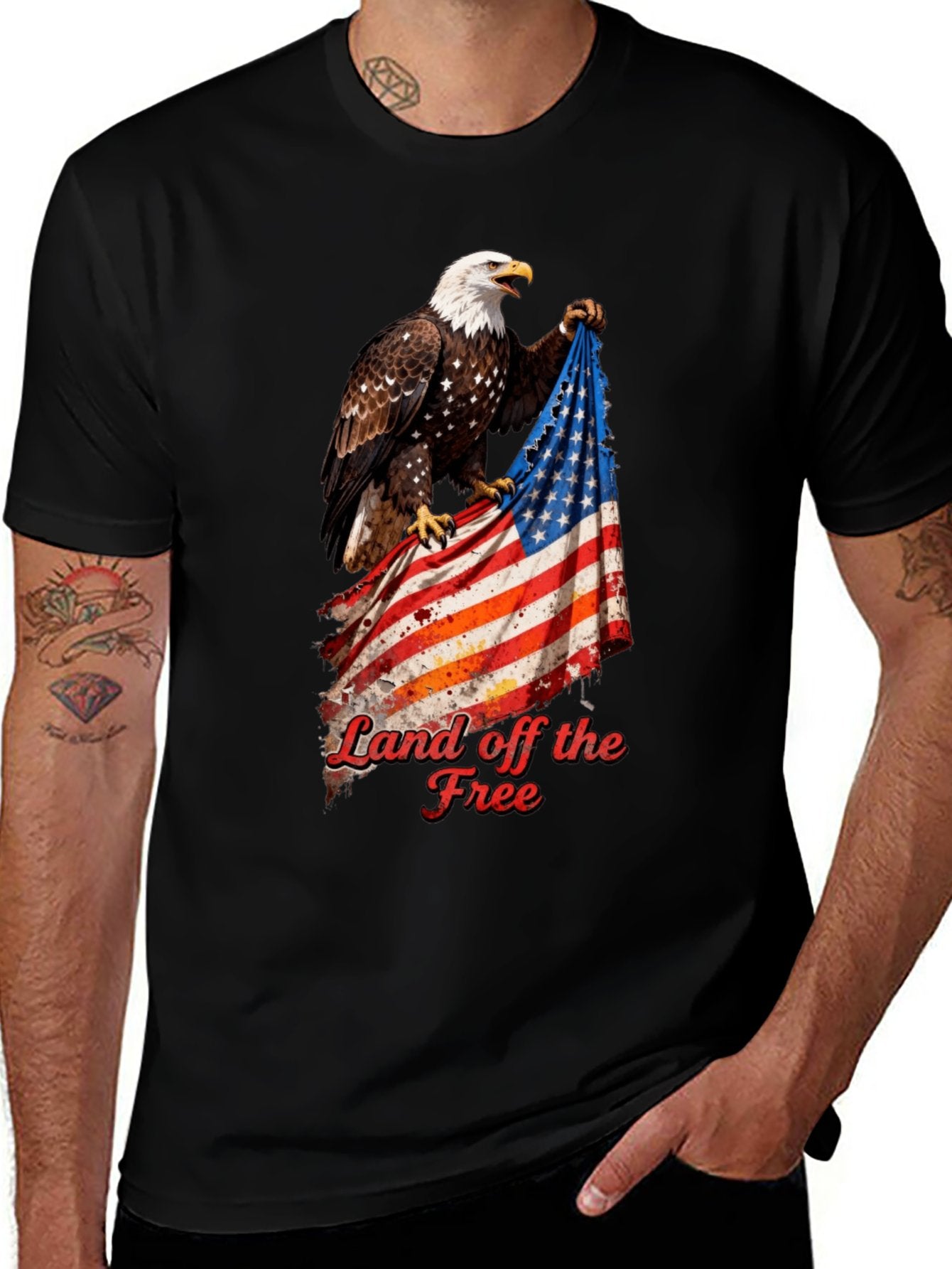 T-shirt Eagle grabbing flag T-shirt design