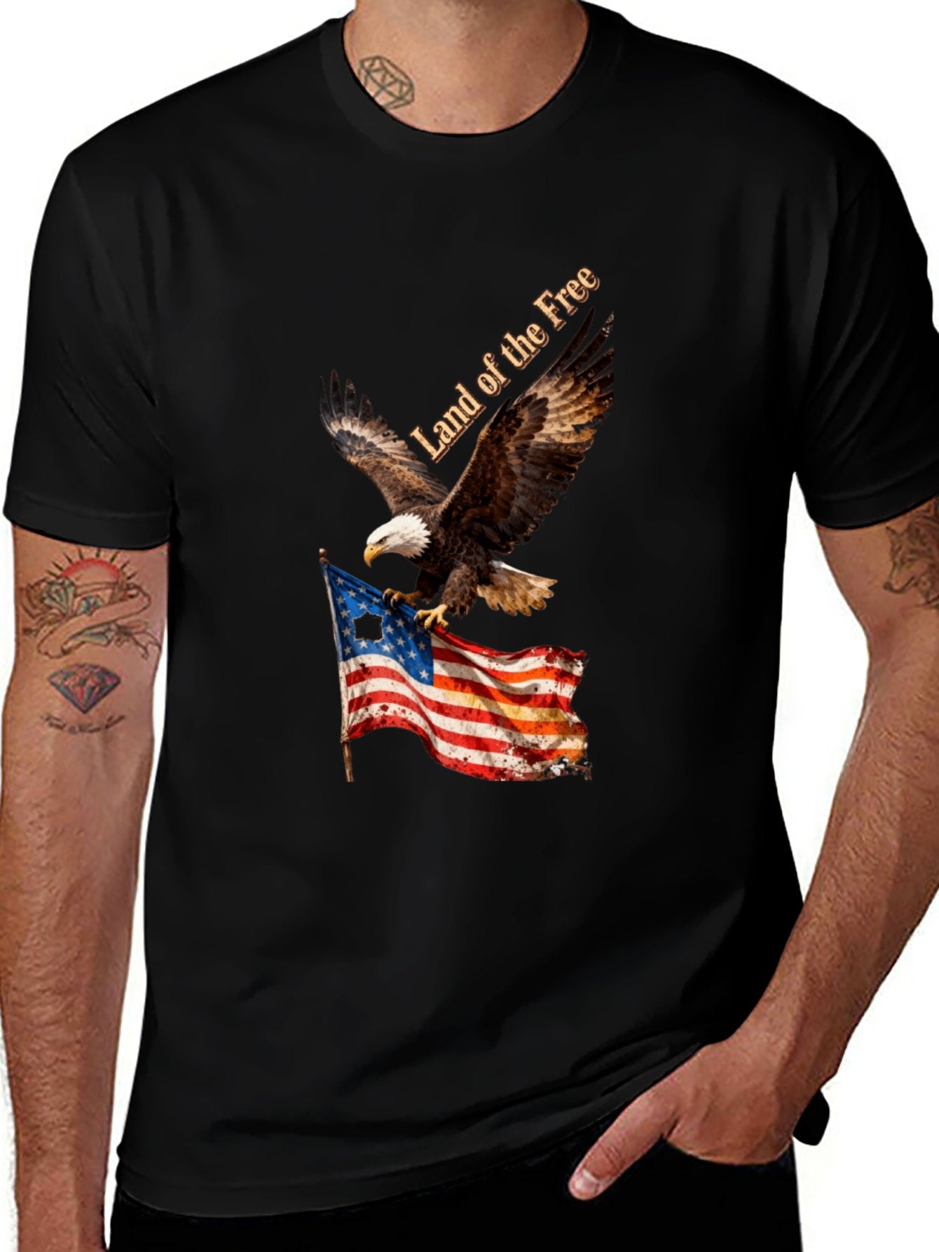 T-shirt Eagle grabs the flag American style T-shirt