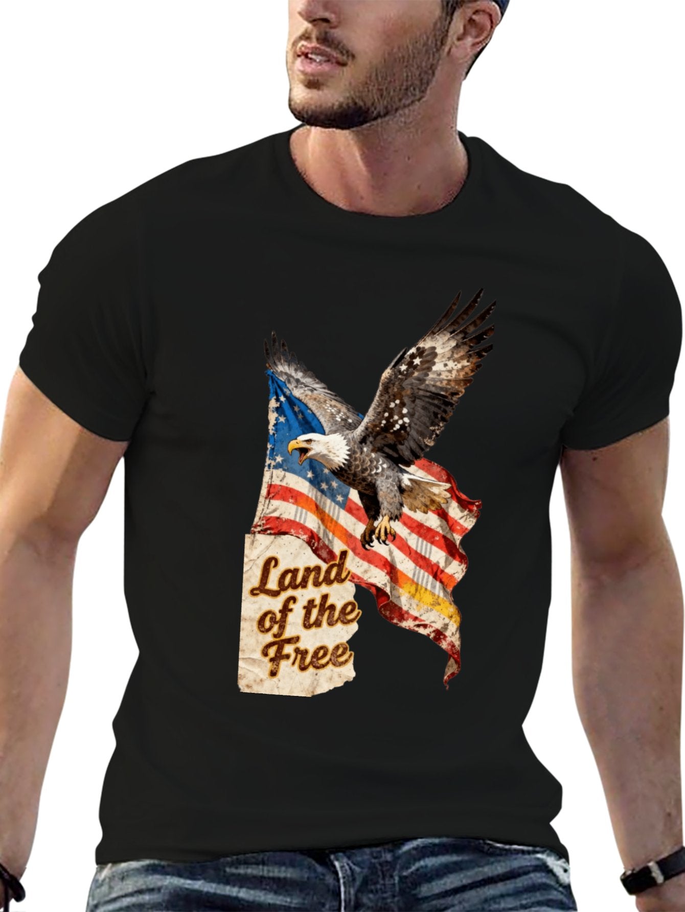 T-shirt Vintage Eagle Flag T-shirt Design