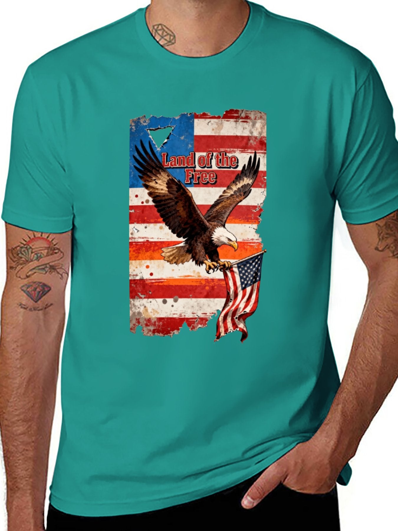 T-shirt Eagle grabs the flag American style T-shirt