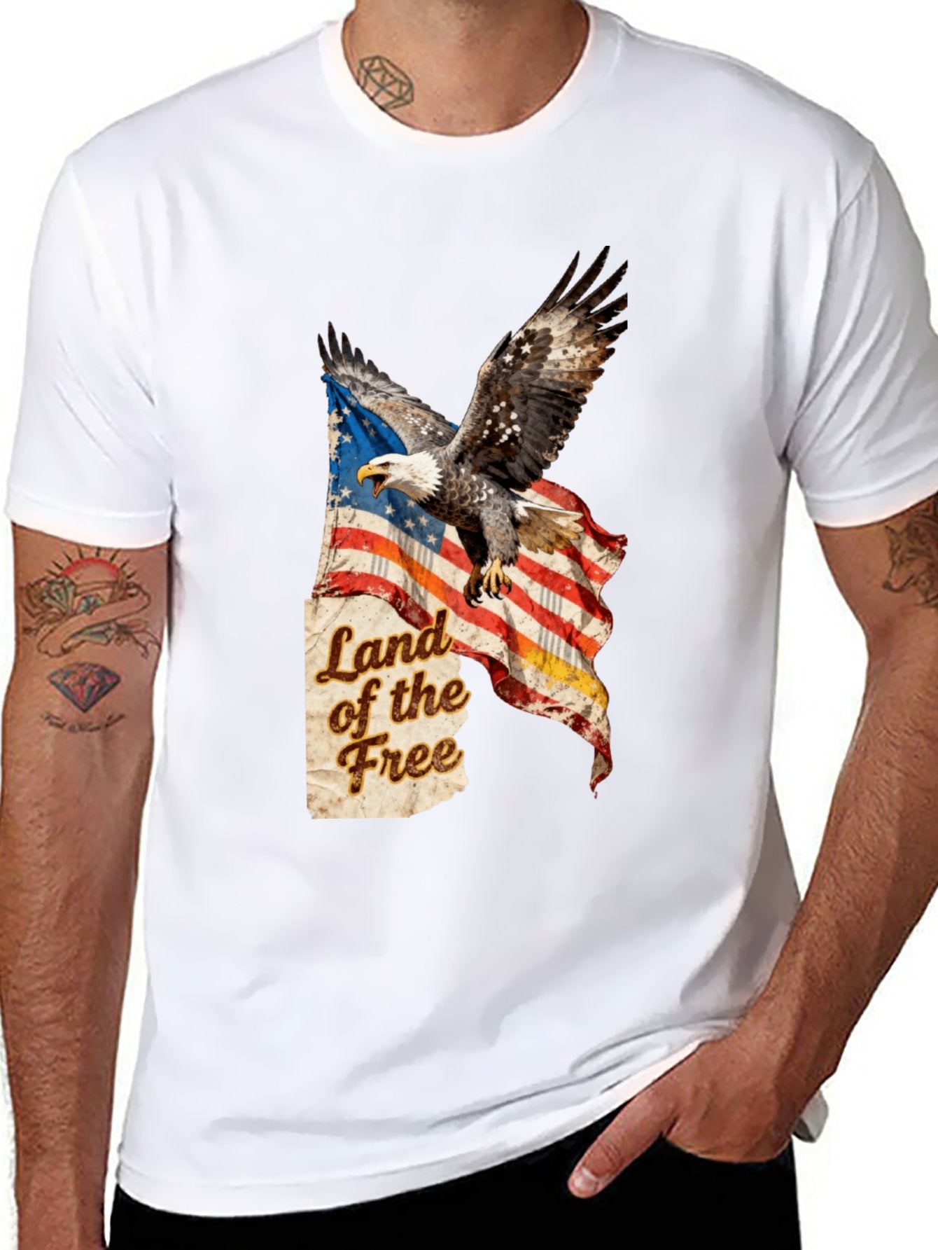 T-shirt Vintage Eagle Flag T-shirt Design