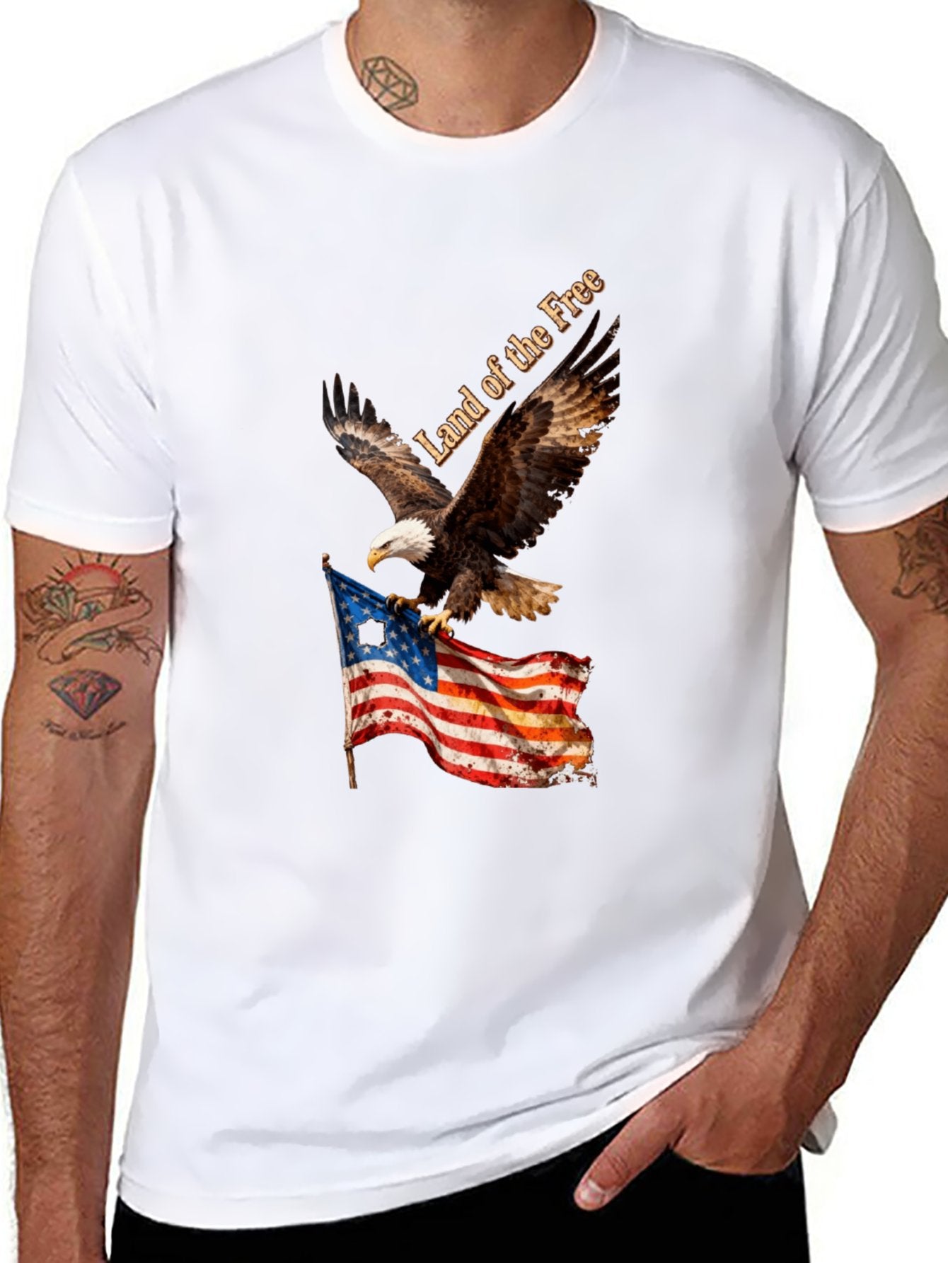 T-shirt Eagle grabs the flag American style T-shirt